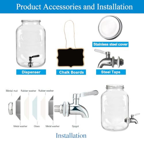 1 Gallon Glass Drinks Dispenser for Parties