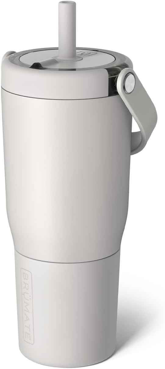 BrüMate Resa 25oz 100% Leakproof Travel Tumbler with Handle & Straw | Flexible SoftSip Straw | Silicone Sleeve for Durability | Stainless Steel | Cup Holder & Travel Friendly Water Bottle | (Dune)