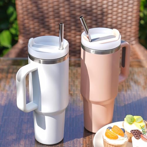 4 Pack 0.35" Wide Bore Reusable Stainless Steel Smoothie Straws (4 Count)