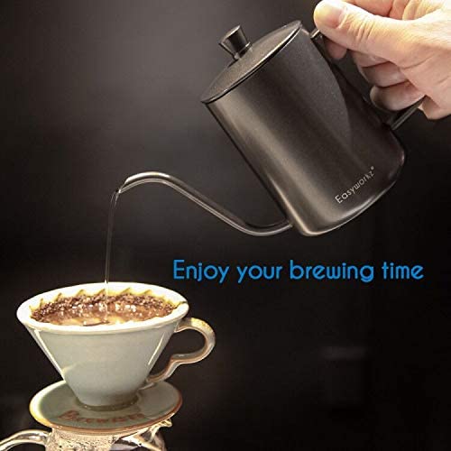Gage Gooseneck Pour Over Coffee Kettle 12 oz Stainless Steel Hand Drip Coffee Pot With Long Narrow Spout