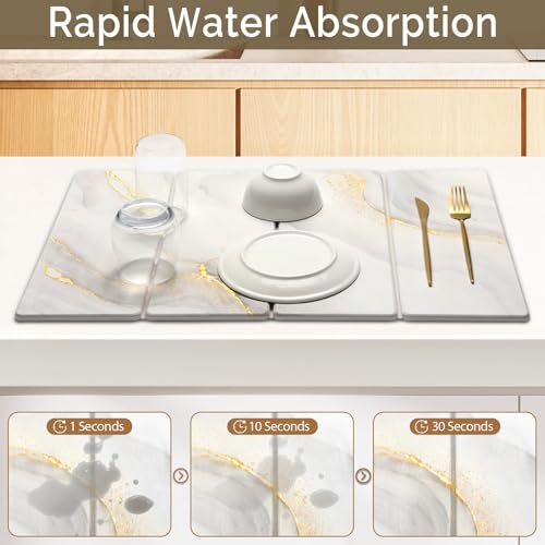 Large Stone Dish Drying Mat for Kitchen Counter (2 Count)