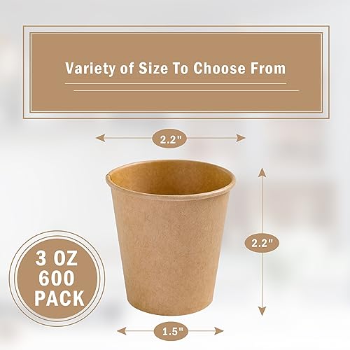 600 Pack 3 OZ Kraft Paper Cups (600 Count)