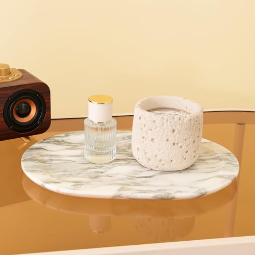 Natural Marble Decorative Tray Bathroom Counter Perfume Organizer Vanity Tray for Home Decor