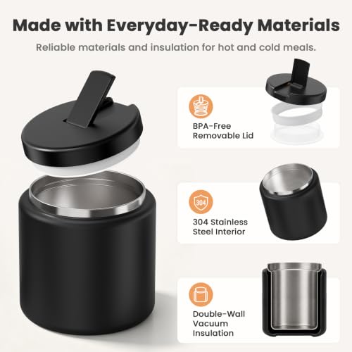 26oz Soup Thermo for Hot Food Kids with Buckle Lid Insulated Vacuum Food Jar Wide Mouth Leakproof Stainless Steel Lunch Container