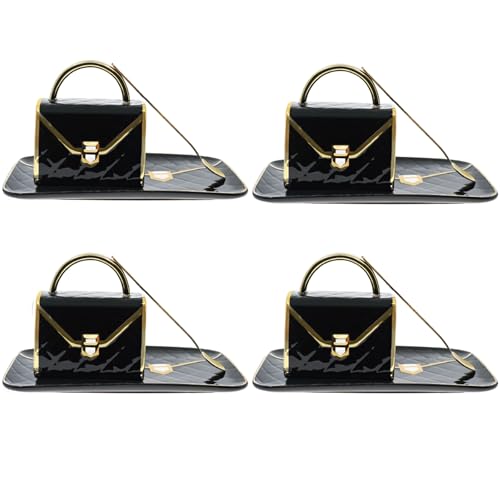 Ceramic Purse Coffee Mugs Set Tea Cup Unique Bag shaped mug and Saucer Set with Spoon and Saucer For Women Thanksgiving Christmas Gifts (10 Count)