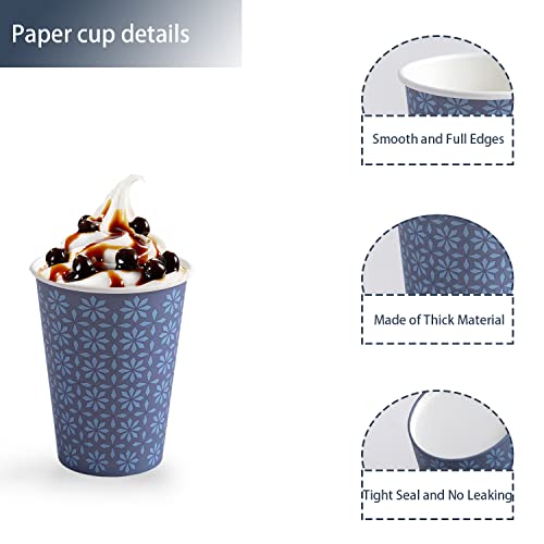 210 Pack Paper Cups 16 oz Bulk Disposable Coffee Cups Navy Floral (210 Count)