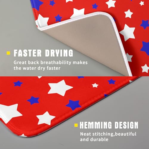 Fourth of July Independence Memorial Dish Drying Mat for Kitchen Counter