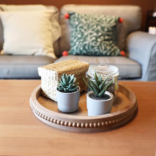 Wood Decorative Serving Tray with Bead
