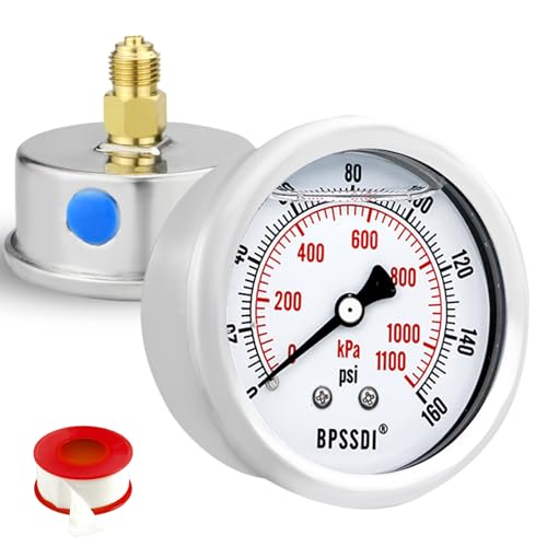 0 160 Psi Glycerin Liquid Filled Low Pressure Gauge