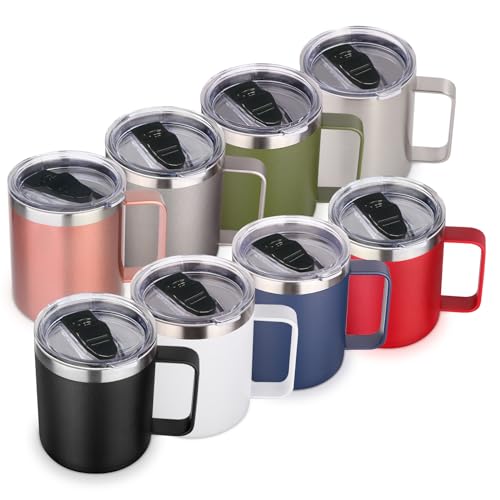 14oz Insulated Stainless Steel Coffee Mug with Lid Bulk 8 Pack (8 Count)