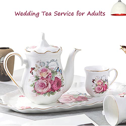 Tea Set for Adults Porcelain Coffee Tea Pot Tea Set with Teapot Tea Cup Sets Tea Sets for Afternoon Tea Wedding Gift
