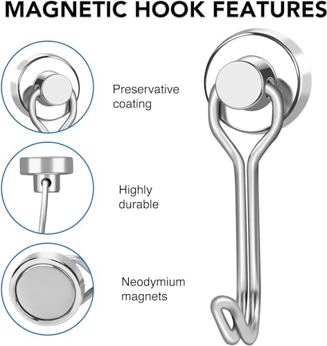 Magnetic Hooks Magnet Hook for Cruise Cabins Fridge 30LBS 12Pack (12 Count)