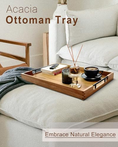 22 Inches Wooden Serving Tray with Handles