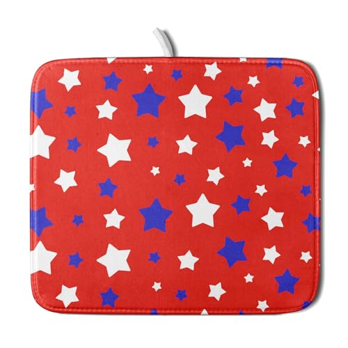 Fourth of July Independence Memorial Dish Drying Mat for Kitchen Counter