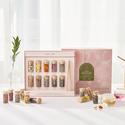 Premium 10 Tea Sampler Gift Set with Wooden Tweezers (10 Count)