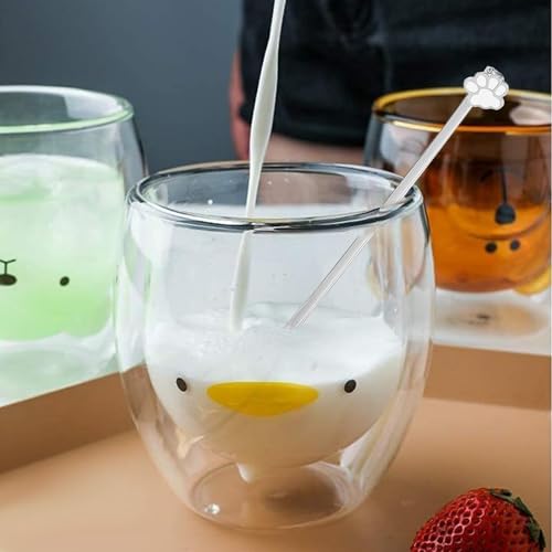 Duck Mug Cute Mugs Glass Double Wall Insulated Glass Espresso Cup