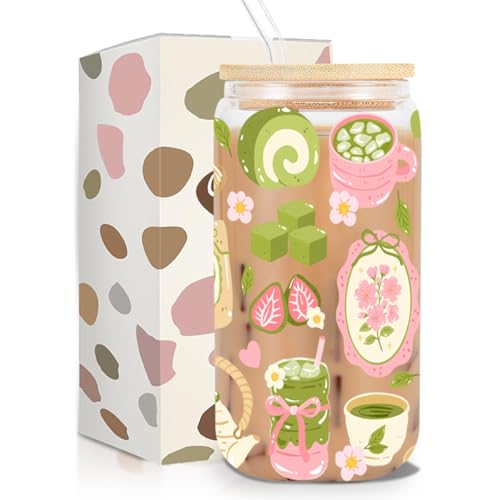 Matcha Girly Glass Cup