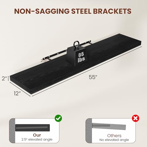 Deep Floating Shelves 55x12” Set of 2 (2 Count)