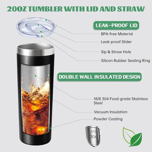 20 oz Skinny Tumbler with Lid and Straw (4 Count)