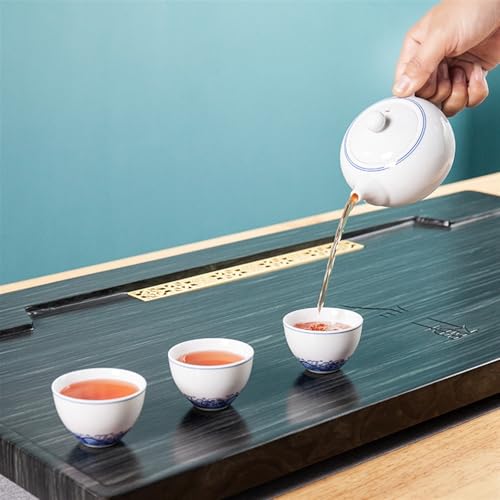 Tea Set Natural Green Wood Grain Stone Tea Tray Smooth Surface Home Office Modern Stone Tea Table Chinese Tea Set