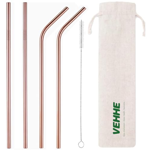 Rose Gold Metal Straws (4 Count)