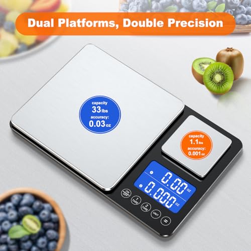 0.001oz 33lbs Dual Platform Food Kitchen Scales Digital Weight Grams and Ounces