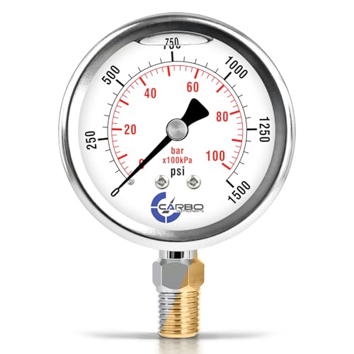 Carbo 1500 PSI Liquid Filled Pressure Gauge with NIST Traceable Certificate