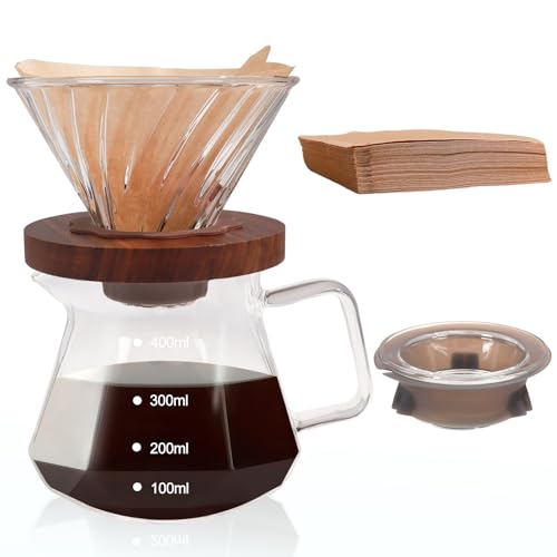 Pour Over Coffee Maker 400ml Borosilicate Glass Drip