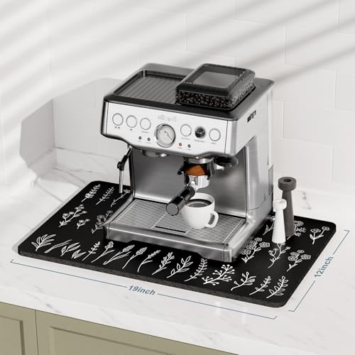 Coffee Mat 12" x 19" Cute Coffee Bar Mats for Espresso Machine Station Accessories and Organizer