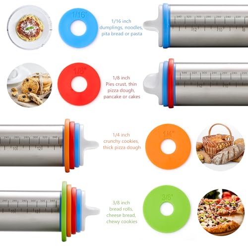 Rolling Pin with Thickness Rings