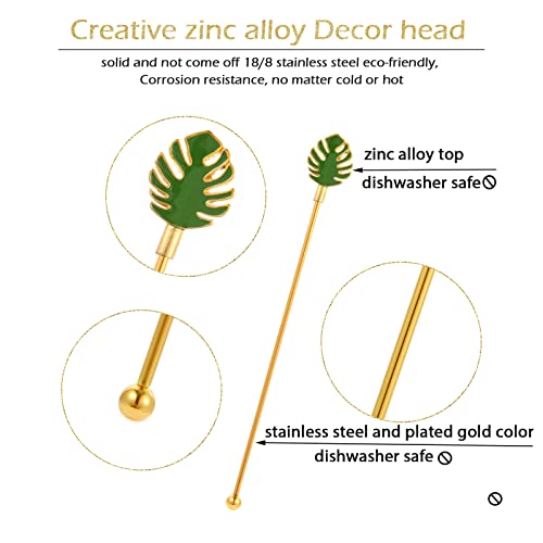 Palm leaf Drink Stirrer Sticks Stainless Steel Coffee Beverage Stirrers