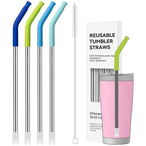 20 oz Straight Metal Straws with Silicone Tip for 20 oz Tumbler