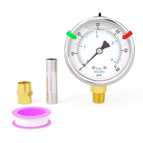 0 60PSI Heater Heavy Liquid Filled Pressure Gauge Kit