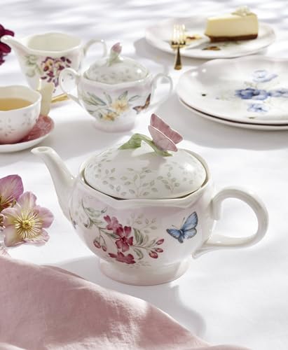 Butterfly Meadow Pink Ombre Porcelain Teapot Set (5 Count)