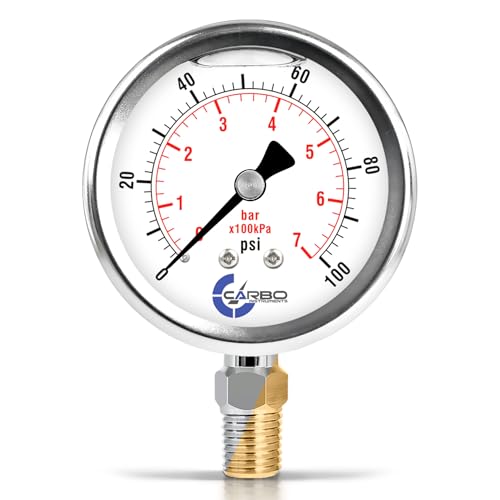 Carbo 100 PSI Liquid Filled Pressure Gauge with NIST Traceable Certificate