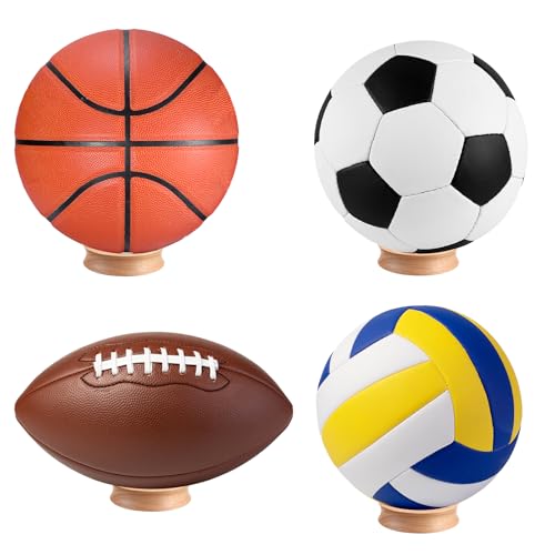 Pack of 3 Wooden Sphere Holder Display Stand for Crystal Sport Ball