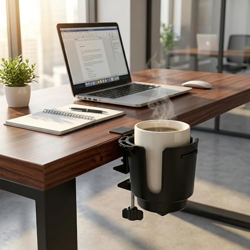 Large Desk Cup Holder Clamp with Metal Mount for 3.26" Water Coffee Bottles