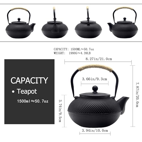 50.7oz Large Cast Iron Teapot for Stove