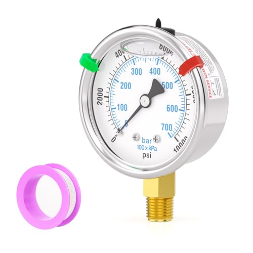 0 10000PSI Stainless Steel Liquid Filled Pressure Gauge