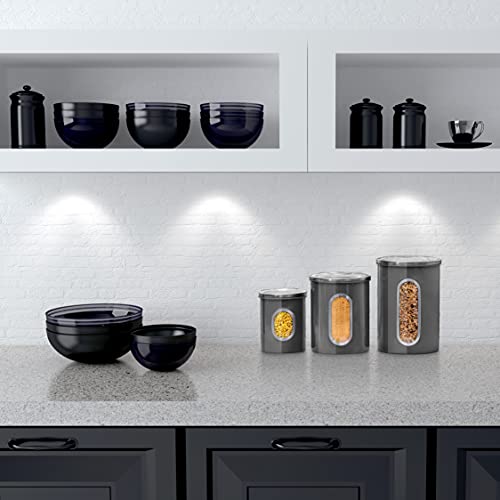 3 Pcs Gray Canisters Set for Kitchen Storage Airtight Jars (3 Count)