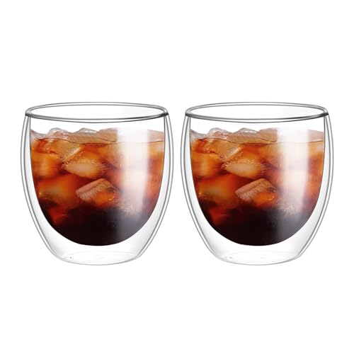 8oz Glass Coffee Mugs Set of 2