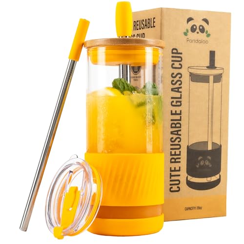 Glass Cups With Lids and Straws