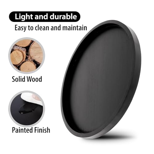 Round Ottoman Tray Large Wood Serving Tray for Table Living Room Bedroom