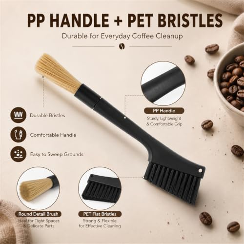 2 Pack Dual Ended Coffee Grinder & Espresso Machine Cleaning Brush