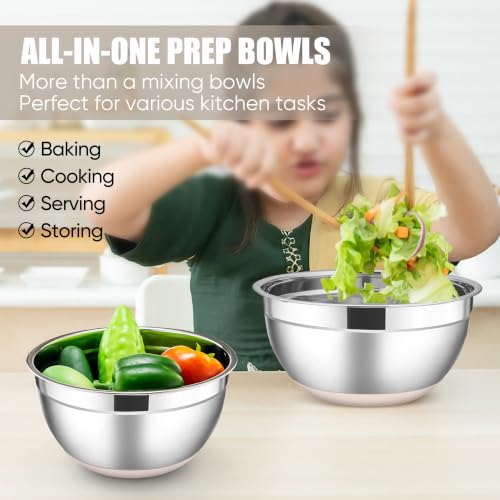 Stainless Steel Mixing Bowls with Lids Set (13 Count)