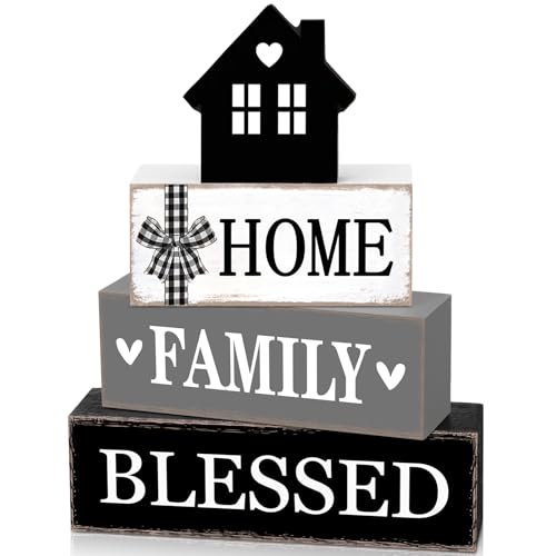 4 Pcs Farmhouse Table Decoration Rustic Sign Block (4 Count)