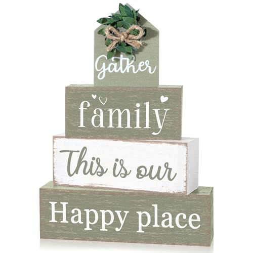 4 Pcs Farmhouse Table Decoration Rustic Sign Block (4 Count)