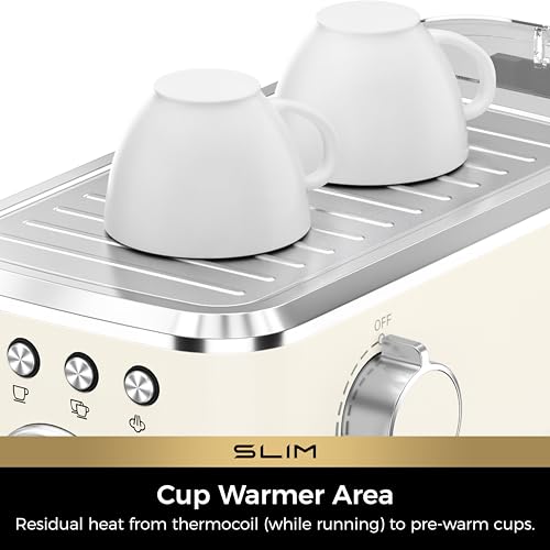 Slim Espresso Machine with Milk Frother for Home Cappuccino