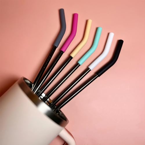 6 Pack 12 Inch Reusable Metal Stainless Steel Straight Straw