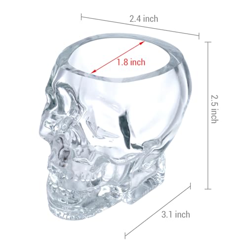 Set of 6 Skull Shot Glasses 2.8 Oz Clear 3D Design (6 Count)